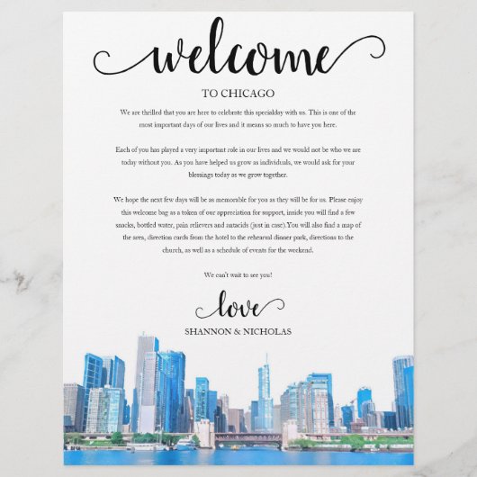 Papier Itinéraire de bienvenue de Chicago Skyline Weekend (Devant)