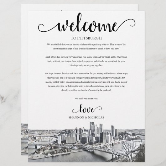 Papier Itinéraire de bienvenue du week-end Mariage de Pit (Devant / Derrière)