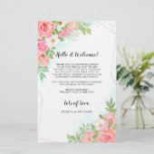 Papier Itinéraire de bienvenue pour Mariage Floral Ombre  (Debout devant)