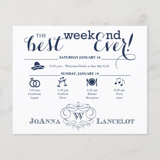 Papier Itinéraire de fin de semaine du Mariage du cadre d (Devant)