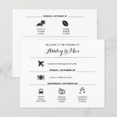 Papier Itinéraire de fin de semaine Mariage noir et blanc (Devant / Derrière)