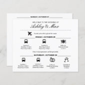 Papier Itinéraire de fin de semaine Mariage noir et blanc (Devant / Derrière)