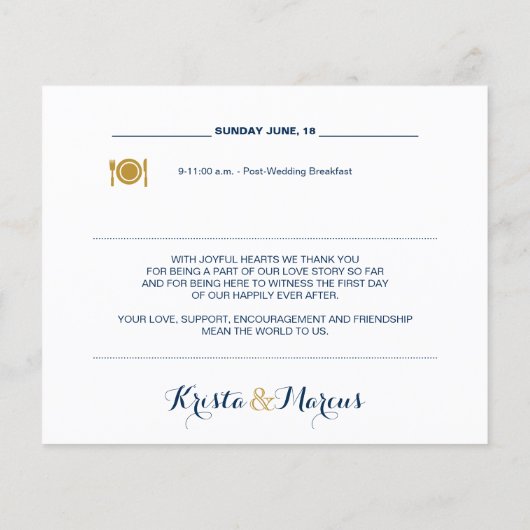 Papier Itinéraire de la semaine du Mariage nautique (Dos)