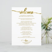 Papier Itinéraire de mariage calligraphié chic et abordab (Debout devant)
