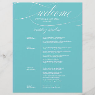 Papier Itinéraire de mariage chic puriste bleu 4 jours