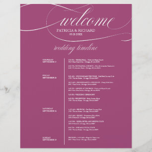 Papier Itinéraire de mariage chic violet cassis 4 jours