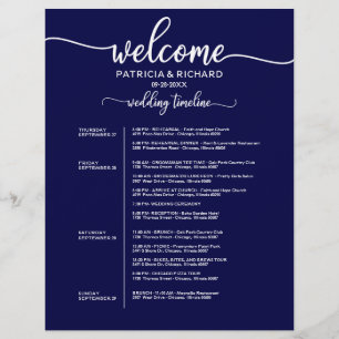 Papier Itinéraire de mariage de 4 jours Chic Chronologie