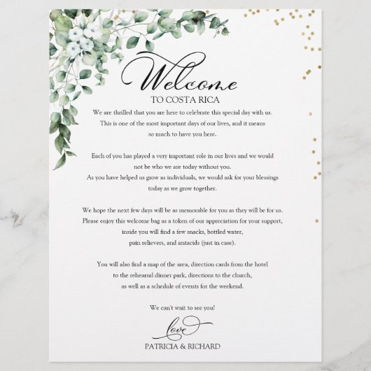 Papier Itinéraire De Mariage Du Week-End Pour Les Clients (Devant)