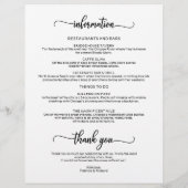 Papier Itinéraire de Weekend de Mariage de 4 Jours Chrono (Dos)