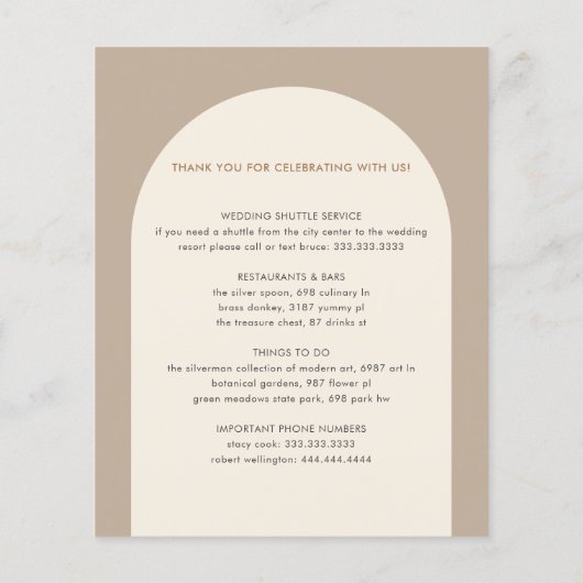 Papier Itinéraire du Mariage de l'arc de sable minimal gé (Dos)