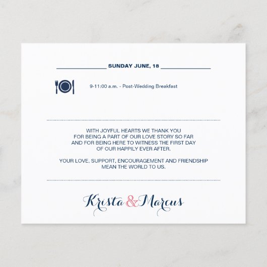 Papier Itinéraire du week-end du Mariage nautique 2 (Dos)