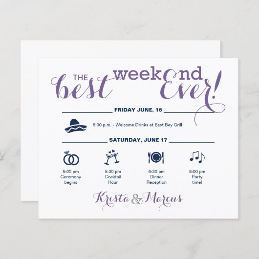 Papier Itinéraire du week-end mariage (Devant / Derrière)