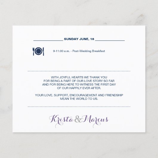 Papier Itinéraire du week-end mariage (Dos)