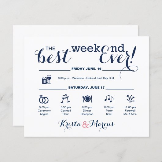 Papier Itinéraire du week-end mariage (Devant / Derrière)