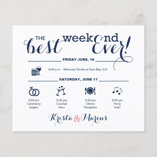 Papier Itinéraire du week-end mariage (Devant)