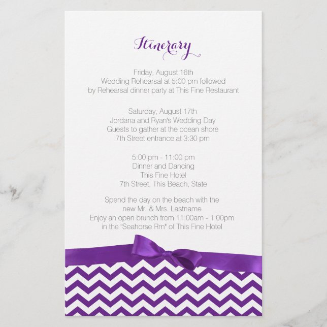 Papier Itinéraire moderne Zig Zag violet et gris (Devant)