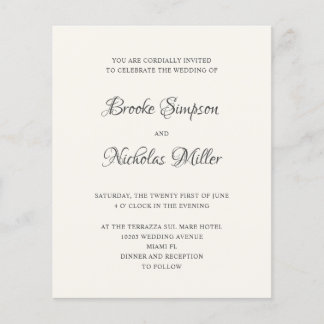 Papier IVOIRE | FAIBLE COÛT Simple Élégant Mariage minima