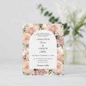Papier Ivory dusty rose mauve florals wedding invitation (Debout devant)