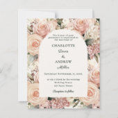 Papier Ivory dusty rose mauve florals wedding invitation (Devant)