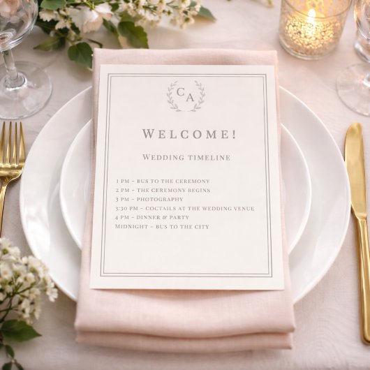 Papier Ivory monogrammed wedding program