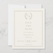 Papier Ivory sage green monogram wedding Save the Date (Devant)