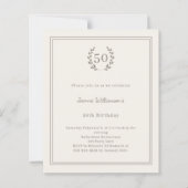 Papier Ivory taupe monogram wreath birthday invitation (Devant)