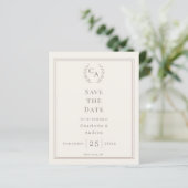 Papier Ivory taupe monogram wreath wedding Save the Date  (Debout devant)