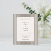 Papier Ivory Taupe Neutral Pinstriped Wedding  (Debout devant)