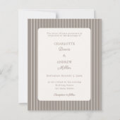 Papier Ivory Taupe Neutral Pinstriped Wedding  (Devant)