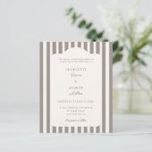 Papier Ivory Taupe Neutral Striped Wedding invitation (Debout devant)