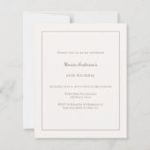 Papier Ivory taupe photo birthday invitation (Dos)
