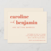 Papier Ivory Terracotta Faire-part de mariage budgétaire  (Devant / Derrière)