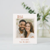 Papier Ivory terracotta photo wedding Save the Date card (Debout devant)