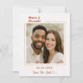 Papier Ivory terracotta photo wedding Save the Date card (Devant)