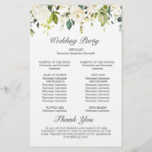 Papier Ivory White Roses Floral Mariage Cérémonie Program (Dos)