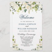 Papier Ivory White Roses Floral Mariage Cérémonie Program (Devant / Derrière)