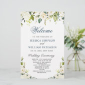 Papier Ivory White Roses Floral Mariage Cérémonie Program (Debout devant)