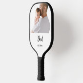 Papier Jaar Zwarte Moderne Script Pickleball Paddle (Links)