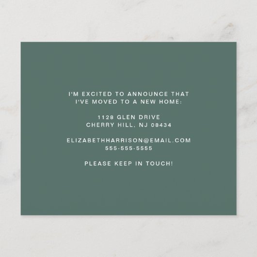 Papier J'Ai Déplacé Eucalyptus Verdure Faire-part de Dépl (Dos)