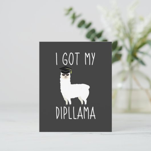 Papier J'Ai Obtenu Mon Dipllama Graduation Llama Pun Invi (Debout devant)