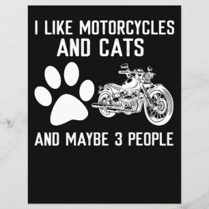 Papier J'Aime Les Motos Et Les Chats Drôle Don D'Art