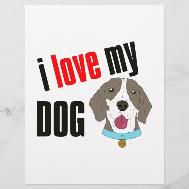 Papier J'aime mon chien dessin animé (Devant)