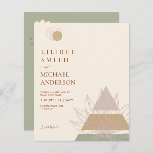 Papier Japandi Abstrait Scandinave Mariage géométrique (Devant / Derrière)