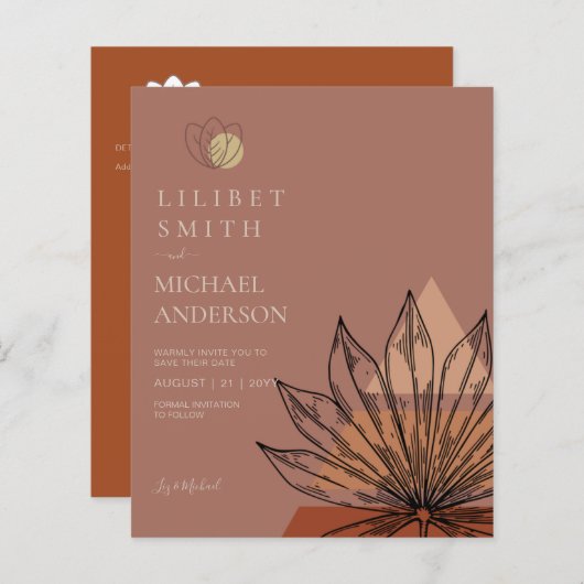 Papier Japandi Abstrait Scandinave Mariage géométrique (Devant / Derrière)