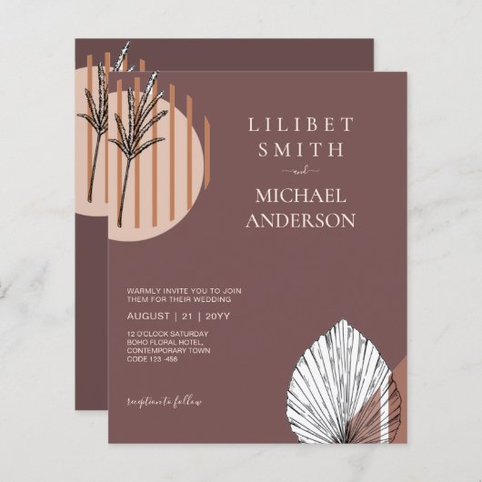 Papier Japandi Mariage Scandinave Abstrait géométrique (Devant / Derrière)