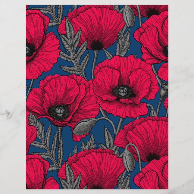 Papier Jardin à pavot nocturne (Devant)