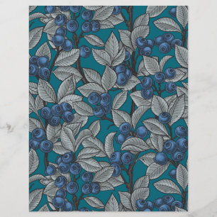 Papier Jardin aux bleuets, bleu et gris