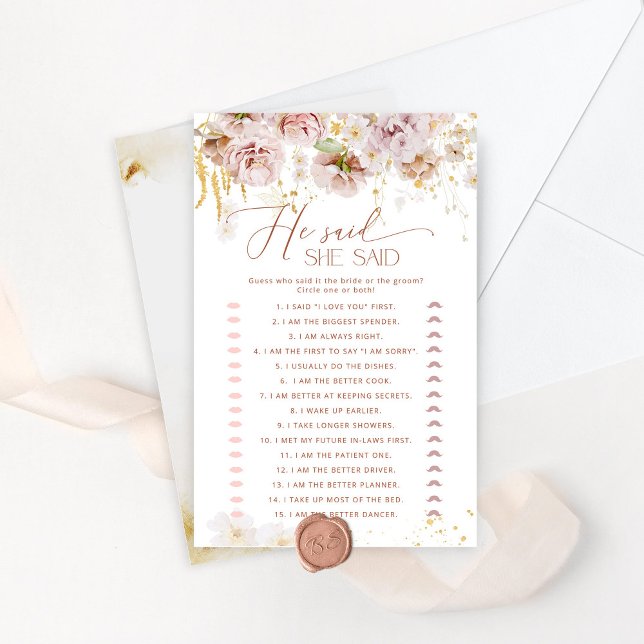 Papier Jardin Boho Il dit qu'elle a dit jeu de douche nup (Créateur téléchargé)