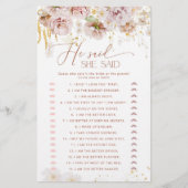 Papier Jardin Boho Il dit qu'elle a dit jeu de douche nup (Devant)