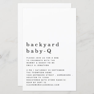 Papier Jardin Budget Bébé Q BBQ Douche Invitation simple